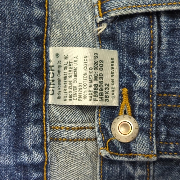 Cinch Jeans Men's 35x32 Blue Western Denim Green Label Relaxed Cowboy Rodeo - Picture 9 of 10